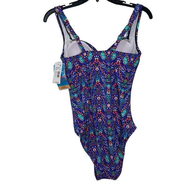 Swim Solutions Tummy-Control Shirred One-Piece Swimsuit, 12 blue - Picture 4 of 8